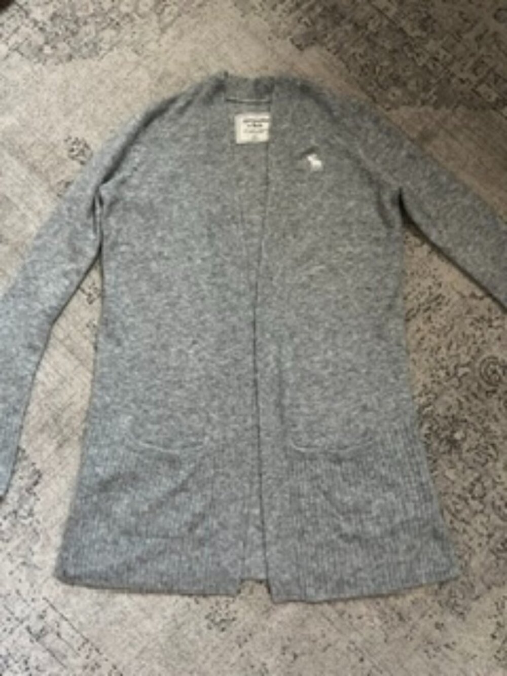 🧡3/$15 Abercrombie & Fitch Gray Open-Front Knit Cardigan Sweater XS